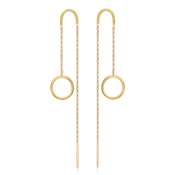Smukke 8 kt guld ørehænger med cirkel og kæde fra Støvring Design