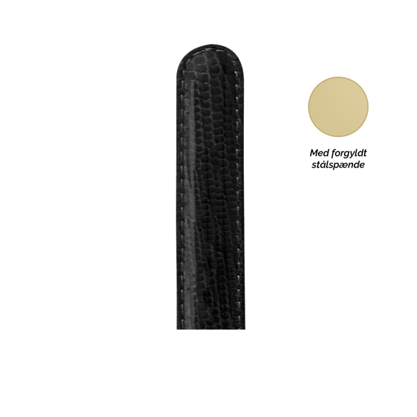 Christina Collect urrem, sort XL - 16 mm med forgyldt stålspænde