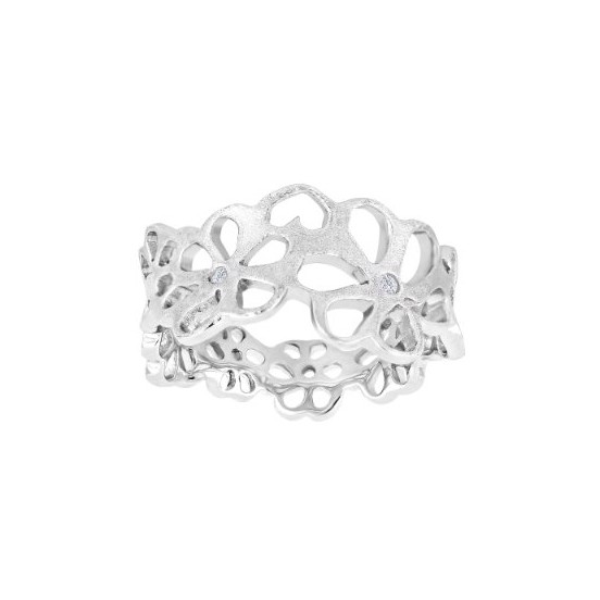 Siersbøl\'s Smuk blomster filigran ring i sterling sølv med 4 hvide zirkonia. (10060060950)