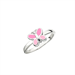SmykkeLine 925 sterling sølv fingerring, pink Sommerfugl