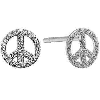 Aagaard sølv Kids ears runde ørestikker med peace tegn