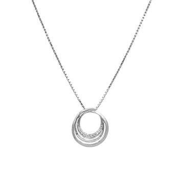 Vedhæng 8 karat hvidguld cirkler med zirkonia med sølvforgyldt kæde, fra L&G