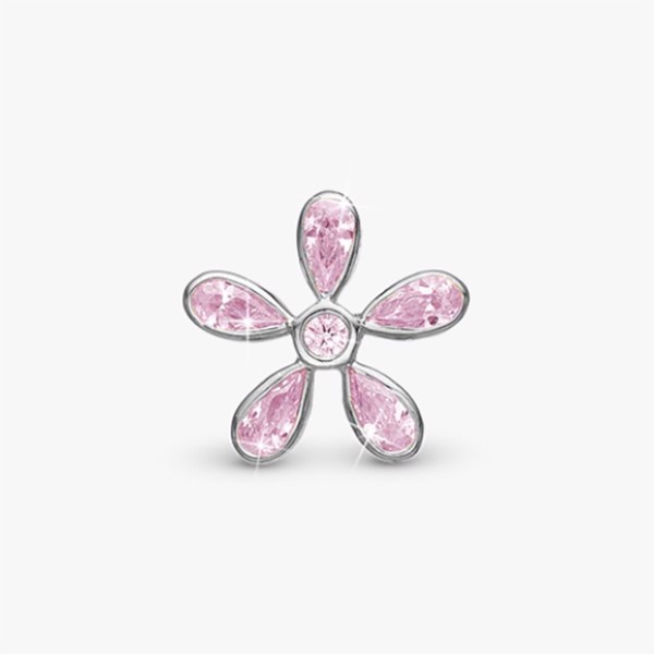 Christina Jewelry, charm til sølvarmbånd eller 4 mm slim læderarmbånd - Magical Pink Flower