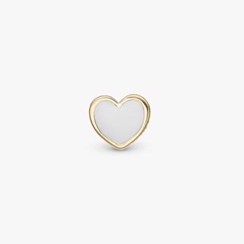 White Heart, forgyldt sølv Ørestik fra Christina Jewelry
