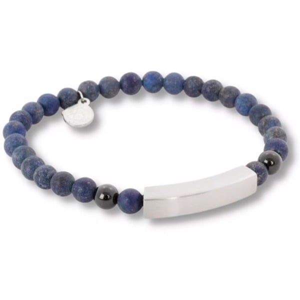 BASTIAN - Beads armbånd i blå/sort med graveringsplade, by Billgren