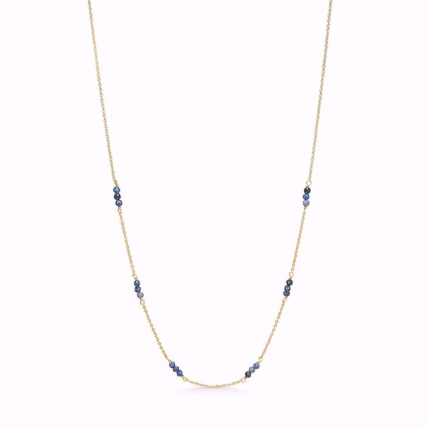Halskæder med blå kvarts i forgyldt sterling sølv fra Guld & Sølv Design
