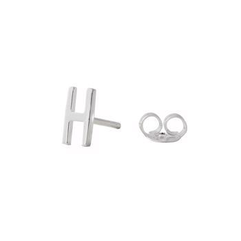 H - Smukke Arne Jacobsen bogstavs øreringe i sølv, 7 mm - og prisen er PR STK