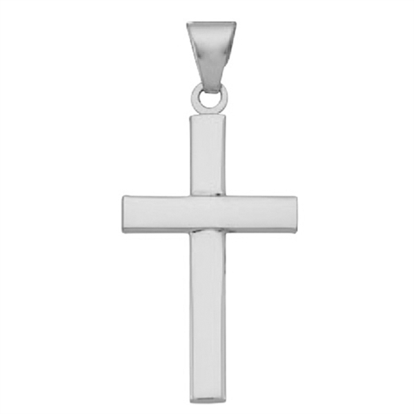 Bredt stolpe kors fra BNH i blank sterling sølv, Lille - 13 x 21 mm