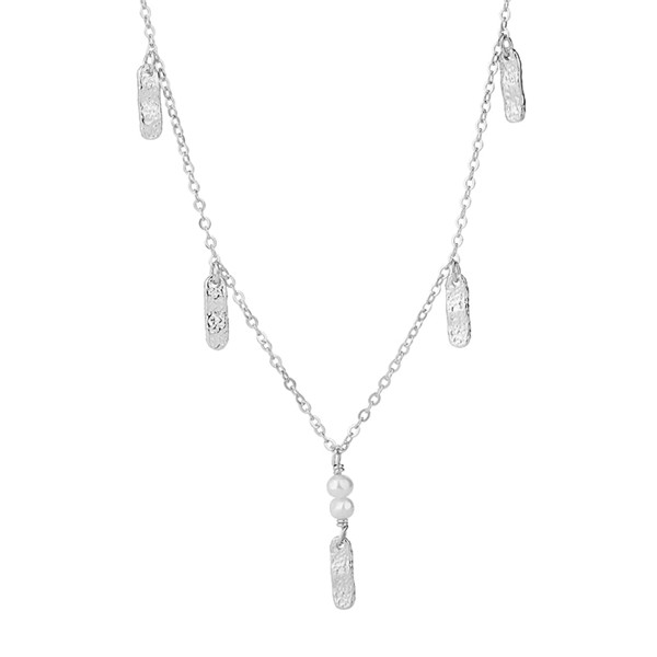 Amaly Sølv halskæde med rustikke vedhæng og perler fra Danske Wioga