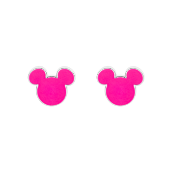 Sølv ørestikker, Mickey Mouse med lyserød emalje