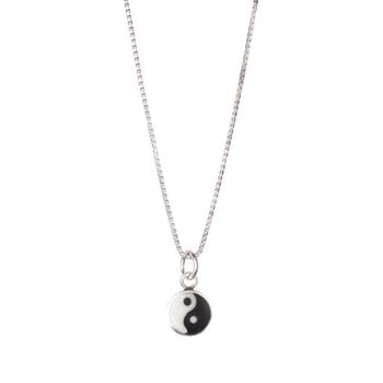 Vedhæng sølv rhodineret ying yang med kæde, fra L&G