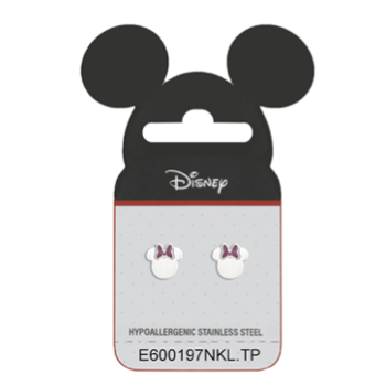 Stål ørestik Disney Minnie Mouse med lyserød sløjfe.