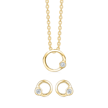 Cirkel smykke sæt med zirconia fra Støvring Design
