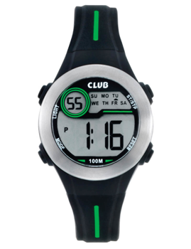 Sporty Watch Sort plastik Quartz Drenge ur fra Club Time, A47114SS5E